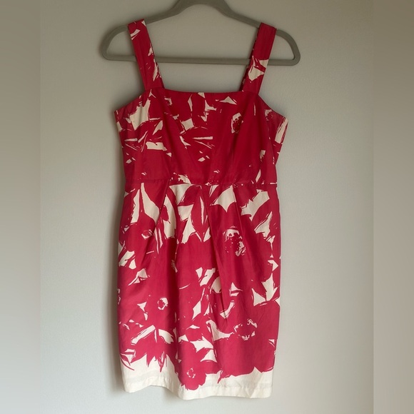 Banana Republic Women’s Silk Blend Pink Brushstroke Floral Mini Dress Size 8P - Picture 2 of 10